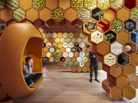 Agriculture Exhibition, Integrated Architecture, Honey Brand, Medical Office Design, Wooden Building, Wooden Buildings, Exhibit Design, Bee Party, Urban Nature