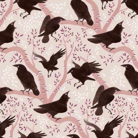 Portfolio Illustration, Speed Painting, Crows Ravens, Lino Print, Illustration Character Design, Pattern Illustration, A Pattern, Drawing Techniques, Stuffed Animal Patterns