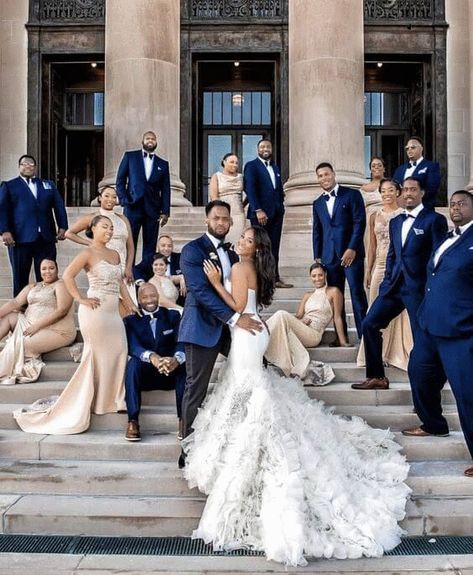 Blue Wedding Suit Groom, Navy Blue Groomsmen, Navy Blue Wedding Theme, 2024 Wedding Trends, Blue Groomsmen, Navy Blue And Gold Wedding, Inflatable Couch, Champagne Wedding Colors, Baby Blue Weddings