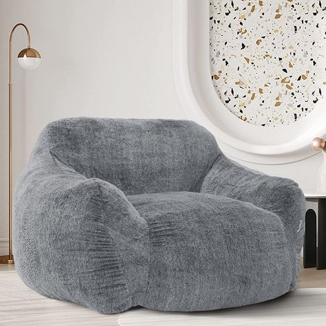 Homguava Giant Bean Bag Chair Sofa High-Density Foam Filled Sofa Chair Large Lazy BeanBag Sofa with Armrests for Living Room, Bedroom (Grey) Beanbag Sofa, Giant Bean Bag, Large Bean Bag Chairs, Giant Bean Bag Chair, Oversized Armchair, Bean Bag Couch, Large Bean Bags, Giant Bean Bags, Bean Bag Sofa