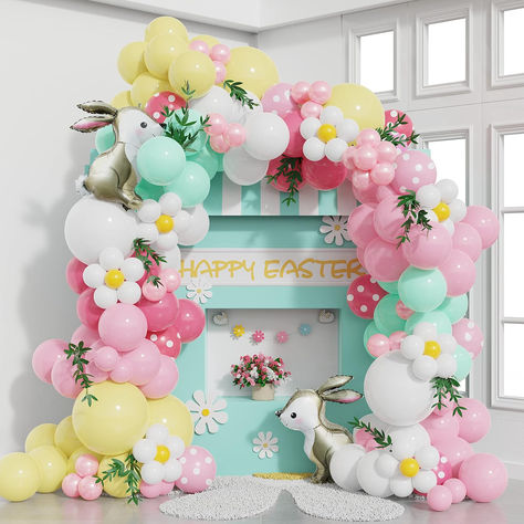 Easter Balloon Garland, 164pcs Pastel Balloon Arch with Large Bunny Foil Balloon for Easter Party Supplies Baby Shower Decorations (Easter) #easter #ad #easterparty #easterpartysupplies #easterballoonarch #easterballoongarland #easterpartydecorations Easter Balloon Arch, Pastel Balloon Arch, Rainbow Birthday Party Decorations, Large Bunny, Balloon Wreath, Easter Party Decor, Pastel Balloons, Spring Birthday, Outdoor Party Decorations