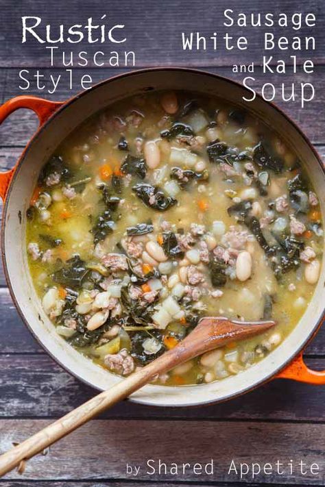 Soup Kale, Soup Sausage, Sausage White Bean, Kale And Bean Soup, White Bean And Kale Soup, Bean And Kale Soup, White Bean And Kale, Kale Sausage, Bean And Sausage Soup