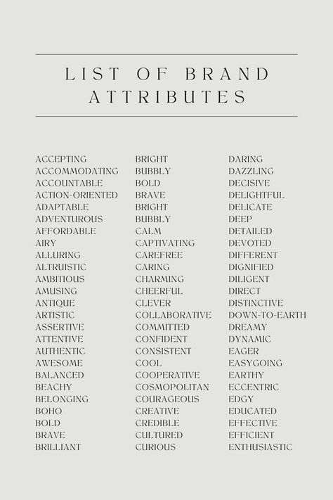 This post is way more than just a list of words. It’s meant to help you think about the values and messages that matter most to your business. Because no matter what you do, if you don’t understand your brand's values, then it doesn't have a strong foundation. And if you don’t have a solid foundation, everything will seem hard and likely won’t last long either. Branding Checklist, Business Strategy Management, List Of Words, Brand Marketing Strategy, Business Branding Inspiration, Startup Business Plan, Successful Business Tips, Business Basics, Business Marketing Plan