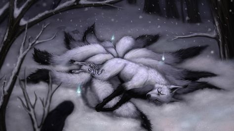 Kitsune Fox Spirit, Fox Artwork, Mythical Creatures Fantasy, Kitsune Fox, Mystical Animals, Fox Spirit, Spirit Animal Art, Mythical Animal, Canine Art