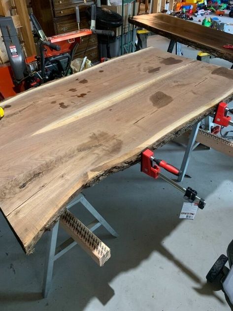 Live Edge Walnut Dining Table, Wood Slab Dining Table, Build A Farmhouse Table, End Table Makeover, Dining Table Makeover, Round Folding Table, Dining Room Interior, Nook Table, Dining Room Furniture Sets