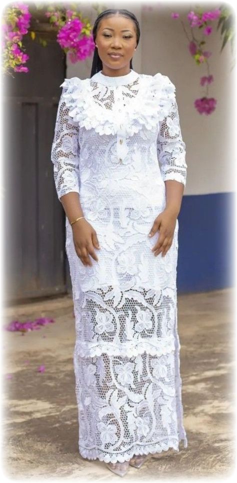 White Cord Style Gown, Cord Lace Gown Style, Modest Lace Gown Styles, Latest Nigerian Lace Styles Long Gowns, White Dry Lace Gown Styles Nigerian, Latest White Lace Gown Styles Aso Ebi, White Cord Lace Gown Styles Nigerian, Lace Bubu Styles Nigerian, White Bubu Gown Styles Lace