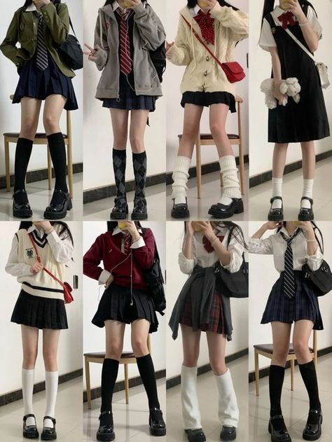 Y2k Uniform Outfit, Korean School Outfits Uniform, Styling Uniform, Combyne Outfit Ideas, Cute School Uniform Outfits, Uniform Design Ideas, Korean School Outfits, Combyne Outfit, School Uniform Design