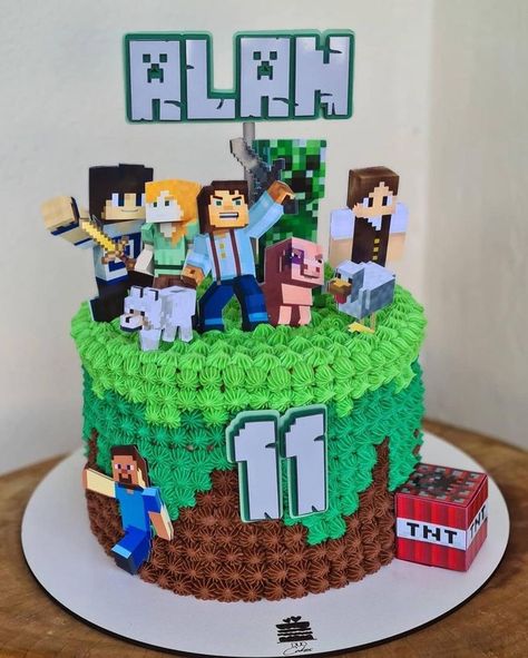 Minecraft Cake Designs, Pastel Minecraft, Minecraft Party Decorations, Cake Designs For Boy, Minecraft Birthday Cake, Roblox Cake, Minecraft Characters, Minecraft Birthday Party, Minecraft Cake