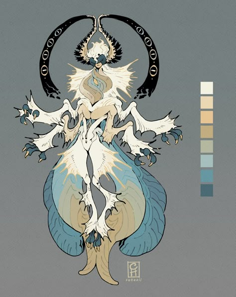 Elegant Creature Design, Godlike Character Designs, Space Themed Character, Faun Character Design, Dream Character Design, Shapeshifter Character Design, Spirit Character Design, Ice Character Design, Mutant Character Design