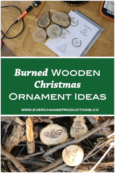 Burned Wooden Christmas Ornaments - Wood Burning Ornaments, Woodburning Crafts, Cheap Christmas Gift Ideas, Cheap Christmas Gift, Printable Christmas Ornaments, Wooden Christmas Crafts, Eco Friendly Christmas, Wood Burning Crafts, Budget Ideas