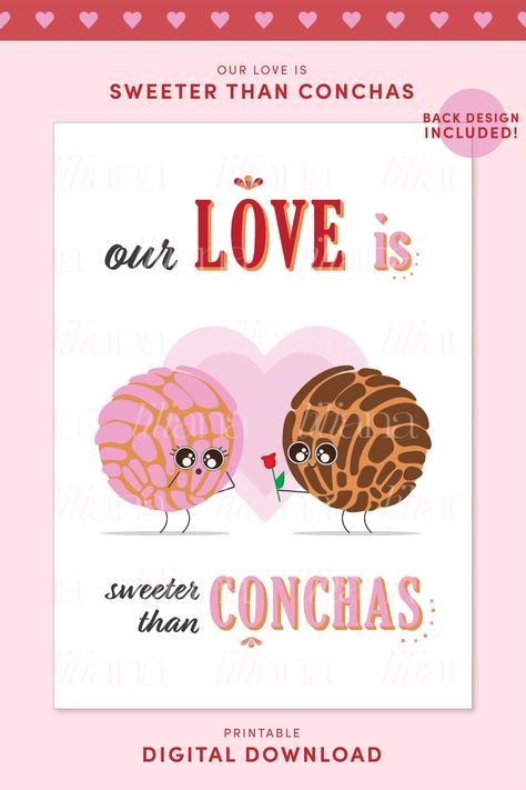 Looking for a unique design this love season? Gift your loved ones a unique Concha card this Valentine's day! This design is a DIGITAL file, no printed card will be sent. Happy Valentines Day! Our Love Is Sweeter Than Conchas Valentines Day Card Printable, Happy Valentines Day Card, Valentines Day Card, Jan 11, Card Printable, Happy Valentines, Love Is Sweet, Etsy Printables, Happy Valentines Day