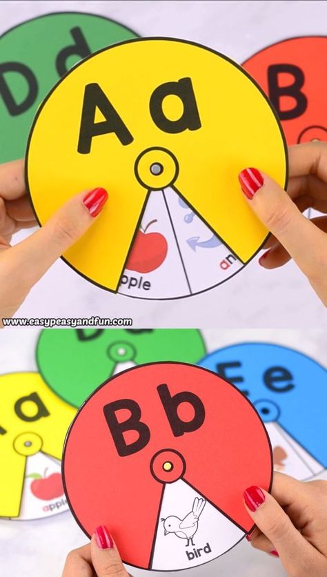 Students spin the wheel to reveal words that begin with the letter written on the spinner. Printable Alphabet Spinners, Alphabet Activity, Letter Games, Alphabet Crafts, Alphabet Activities Preschool, Printable Alphabet, Preschool Letters, Letter Activities, Preschool Printable