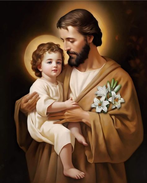 Joseph Jesus Father, Saint Joseph Art, Jesus Father, Mother Mary Pictures, St Joseph Catholic, Worship Art, Church Aesthetic, Virgin Mary Art, Sao Jose