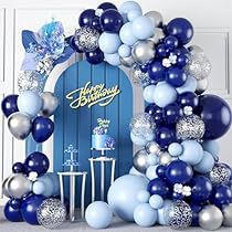 Navy Blue Balloon Garland, Blue Balloon Garland, Baby Shower Ballons, Rocket Party, Silver Garland, Silver Balloon, Garland Arch, Baby Shower Party Supplies, Kids Party Supplies