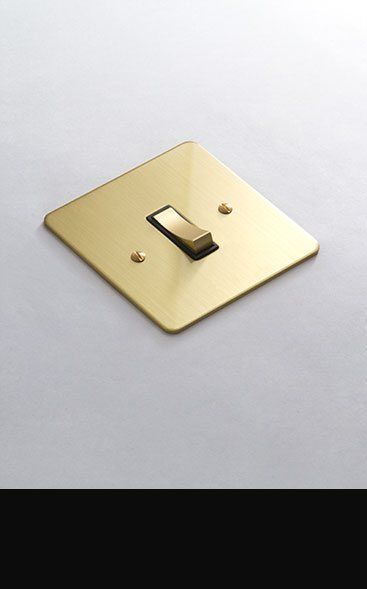 Brushed Gold Electric Sockets & Switches Power Socket Design, Interior Design Notes, Navy Living Room Decor, Spain Kitchen, Designer Light Switches, Navy Living Room, Sockets And Switches, Greek Kitchen, Bay Cottage