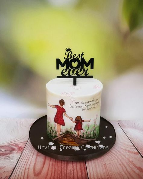 Mother's Day Cake by Urvi Zaveri Mother Birthday Cake, Birthday Cake For Women, Cake For Women, Birthday Cake For Mom, Hand Painted Cakes, Girl Cupcakes, Mothers Day Cake, Birthday Cakes For Women, Cake Decorating Frosting