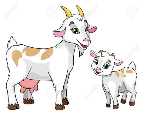 goat and kid, vector illustration on white background - 25382374 Camel Craft, Goat Picture, Inkscape Tutorials, Goat Kidding, Kids Vector, Cute Cartoon Animals, Art Drawings For Kids, Cartoon Kids, Drawing For Kids