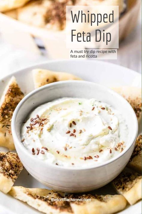 Life is better with a dip and this is a great dip recipe to try! Greek Whipped Feta Dip or Tyrosalata dip is great with crackers, pita, bread or in a sauce. Want to try? Visit thetortillachannel.com for the full recipe #thetortillachannel #dip #greekwhippedfetadip #tyrosalata #tirosalata #whippedfeta Easy Empanada Dough, Homemade Empanada Dough, Empanada Dough Recipe, Dinner Sides Recipes, Empanadas Recipe Dough, Feta Cheese Dip, Empanada Dough, Whipped Feta Dip, Bread Crackers