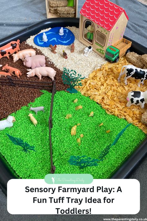 🐑 Set up this farmyard-themed tuff tray for an exciting small world play experience! Kids will love exploring textures, animal sounds, and imaginative play with this easy sensory tray setup. Perfect for EYFS learning, toddler play, and farm-themed activities! 🚜🐄 #SensoryPlay #TuffTrayIdeas #LearningThroughPlay Sensory Tray, Tuff Tray, Animal Sounds, Themed Activities, Small World Play, Toddler Play, Farm Yard, Activity Ideas, Small World