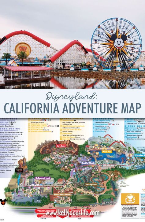 Are you heading to Disneyland in Anaheim California? Check out the printable California Adventure map for planning your vacation! Garden Walk Anaheim, California Adventure Map, Disneyland And California Adventure, Disneyland Trip Planning, Disneyland Vacation Planning, Disneyland Map, Disney Trip Surprise, Pixar Pier, Universal Trip