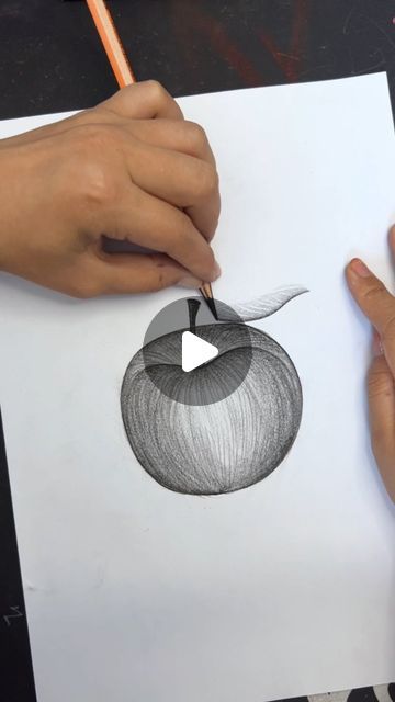 Apple Drawing With Shadow, Fruit Observational Drawing, Apple Drawing Sketch, Pencil Shading Techniques Step By Step, Drawing An Apple, How To Do Shading With Pencil, Apple Sketch Pencil, Fruits Drawing Pencil, How To Draw Apple