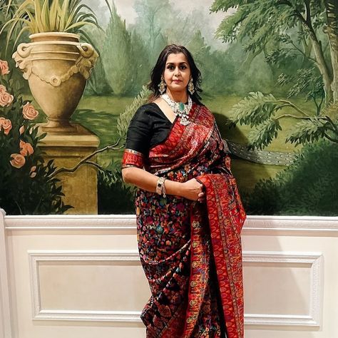 Buy Noir Black Kashmiri Silk Saree for Woman With All Over Online in India - Etsy Black Tussar Silk Saree In Traditional Drape, Black Tussar Silk Saree For Festivals, Black Cotton Silk Pre-draped Saree With Zari Work, Black Embroidered Tussar Silk Saree, Traditional Black Tussar Silk Pre-draped Saree, Silk Sarees, India, Saree, Silk