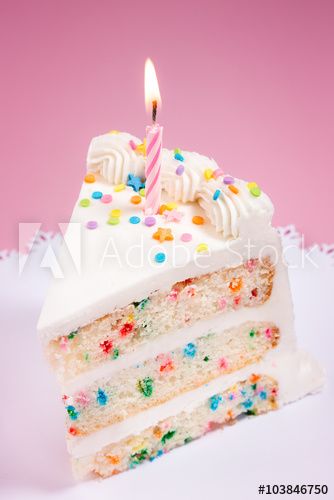 Stock Image: Slice of Birthday Cake Birthday Cake Slice, Slice Of Birthday Cake, Cake Sparklers, Rainbow Desserts, Blue Birthday Cakes, Cake Stock, Rainbow Birthday Cake, Confetti Cake, Birthday Chocolates