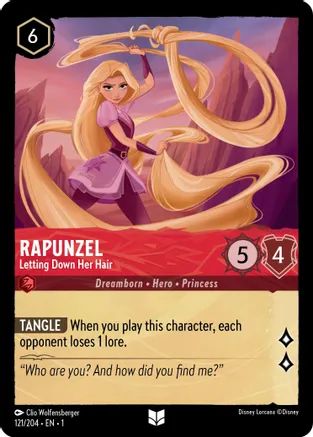 Rapunzel - Letting Down Her Hair - The First Chapter - Disney Lorcana Rapunzel Cosplay, Disney Movies To Watch, Disney Cards, Treasure Planet, Walt Disney Pictures, Let Down, Disney Tangled, Flesh And Blood, Disney Pictures