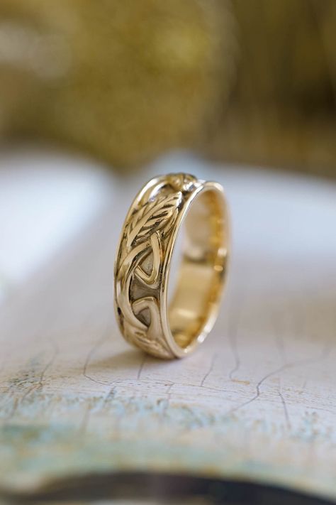 Mens Celtic knot wedding band, Irish inspired ring | Eden Garden Jewelry™ Gold Ring Man Designs, Men's Engagement Rings Unique, Irish Wedding Band, Men Engagement Rings, Mens Celtic Wedding Bands, Unique Mens Wedding Bands, Pagan Handfasting, Celtic Knot Wedding Ring, Knot Wedding Ring