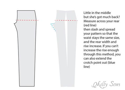 Pattern alteration to use when baby got back -  https://mellysews.com Low Rise Jeans Sewing Pattern, Sewing Pattern Trousers, Jeans Sewing Pattern, Sew Jeans, Jeans Sewing, Pattern Trousers, Melly Sews, Big Bum, Trousers Pattern