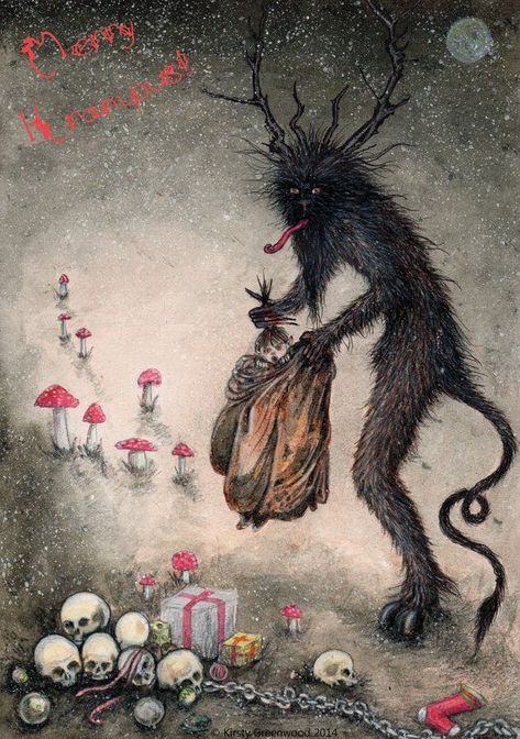 Krampus Illustration, Pagan Christmas, Scary Christmas, Christmas Horror, Creepy Christmas, Dark Christmas, Weird Art, Christmas Pictures, Yule