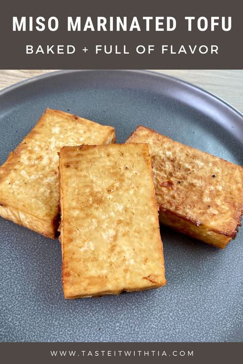 Miso Marinated Tofu Baked | Healthy Vegetarian Vegan Dinner Idea Tofu Baked, Marinated Tofu, Baked Tofu, Vegan Dinner, Tofu Recipes, Dinner Idea, Healthy Vegetarian, Unique Recipes, Flavorful Recipes