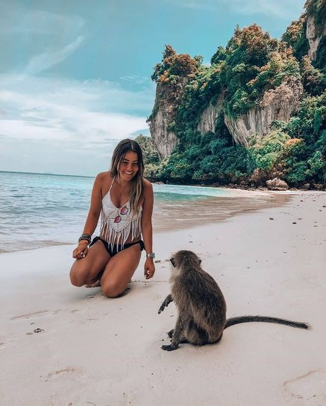 Magnificent Nature😍 I want a monkey like this one! Spot: Phi Phi Islands . All thanks to @fridasaintmartin (IG) for such a wonderful shot. . . . #geardoctors      #hiking      #adventure      #mountains      #landscape      #roadtrip      #nature      #camp      #wildlife      #explore Monkey Beach Thailand, Phuket Resorts, Thailand Itinerary, Island Outfit, Vacation Locations, Natural Swimming Pools, Phi Phi Island, Budget Travel Destinations, Beach Photography Poses