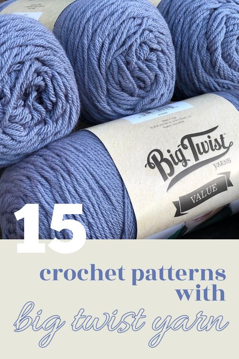 You're sure to find a pattern you love in this round up of 15 easy patterns featuring Big Twist yarn! Big Twist Crochet Patterns, Crochet Blanket Chunky Yarn Free Pattern, Big Twist Cuddle Yarn Crochet Patterns, Big Twist Yarn Patterns, Big Twist Yarn Crochet Patterns, Bulky Yarn Crochet Patterns, Big Twist Yarn, Chunky Yarn Crochet Pattern, Bulky Yarn Patterns