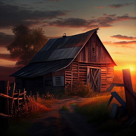 Download free HD stock image of Barn Sunset Nothing Gold Can Stay, Barn Pictures, Sunset Painting, Old Barn, Pictures Ideas, Movie Art, Free Photo, Old Houses, Free Photos