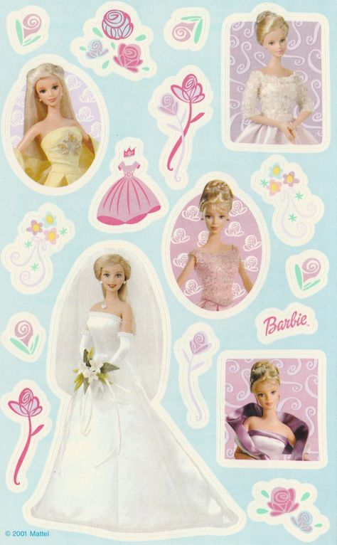 🌷🎨☀️🌈 — madillastickerscans: Vintage/Early 2000′s... Princess Kitty, Barbie Bridal, Childhood Memories 90s, Barbie 2000, 2000s Nostalgia, Scrapbook Stickers Printable, Vintage Paper Dolls, Barbie Dream House, Beautiful Fairies