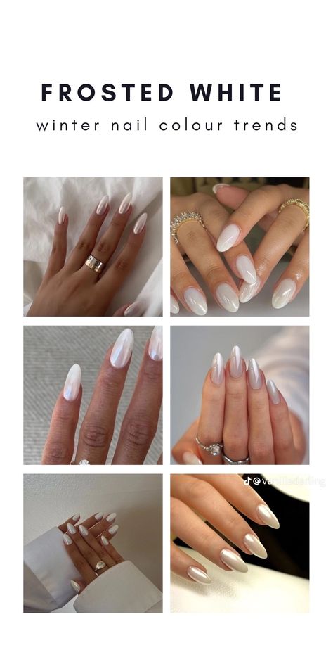 Frosted White Nails, Frost Nails, Frosted Nails, Nail Color Trends, Nail Colors Winter, Metallic Nails, Chic Nails, Nude Nails, Blue Nails