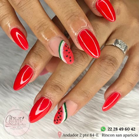 Red Watermelon Nails, Watermelon Nail Designs, Western Nails, Watermelon Nails, Watermelon Designs, White Nail Designs, Red Nails, Watermelon, Gel Nails