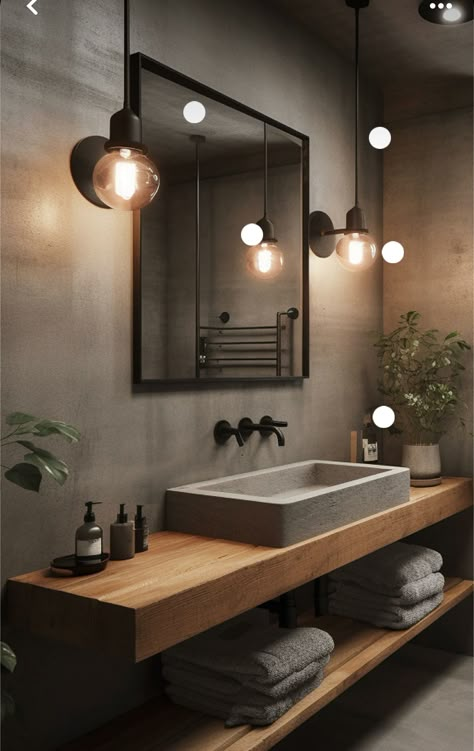 تصميم دورة مياه, Drømme Bad, Industrial Bathroom Design, New House Living Room, Industrial Bathroom, Bathroom Design Decor, Chic Bathrooms, Bathroom Inspiration Decor, Minimalist Bathroom