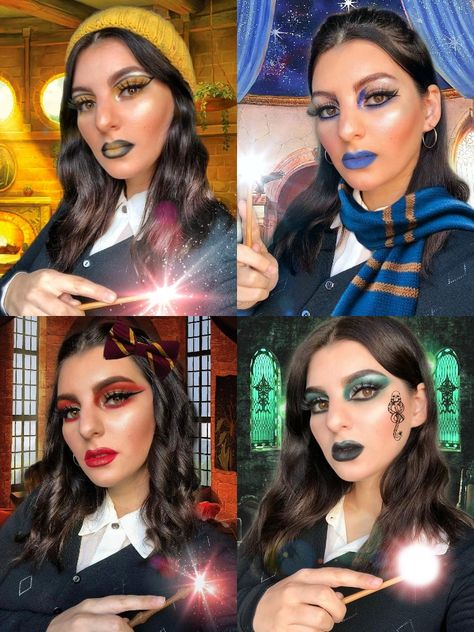 Hufflepuff Makeup Looks, Harry Potter Makeup Looks Gryffindor, Harry Potter Halloween Makeup, Hogwarts Makeup, Gryffindor Makeup, Hufflepuff Makeup, Harry Potter Eyeshadow, Hufflepuff Costume, Maquillage Harry Potter