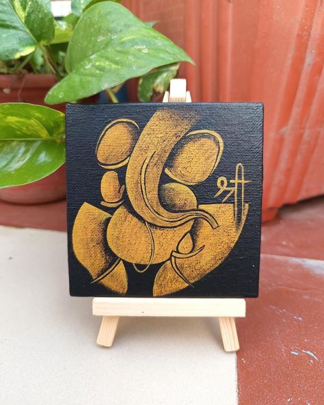 The very first post! 🧿 Tiny little canvas, Ganesha painting.. Miniature art to give your study a whole new look. #miniatureartist #tinylittlecanvas #ganeshaart #painting #canvaspainting #acrylicpainting #newpost #artgallery #artistic #artist We gladly take bulk orders! God Painting On Canvas, Painting Of Ganesha, Miniature Canvas Painting, Art Class Ideas, Artist Room, Bappa Photo, God Painting, Ganesh Art Paintings, Baby Ganesha