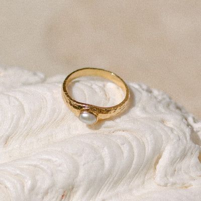 Luna & Rose | Fresh water Pearl Jewellery - Luna & Rose Jewellery Gold Rings With Pearl, Pearl Pinky Ring, Minimalist Pearl Ring, Tiny Pearl Ring, Gold Rings Pearl, Pearl And Gold Ring, Vintage Wedding Rings Pearl, Gold Ring Pearl, Pearl Gold Engagement Ring