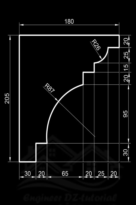 AutoCAD practice: simple 2D cornice drawing Autocad Practice Drawings 2d, Moulding Detail, Cornice Detail, Cornice Moulding, Autocad Tutorial, Cornice Design, Detail Drawing, Ceiling Plan, Kids Room Interior Design