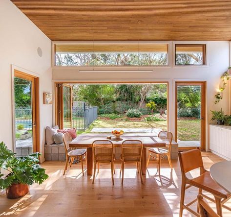 Double Slat in Matte Blackbutt in the ceilings Timber Lining Boards, Ceiling Feature, Reno Kitchen, Timber Ceiling, Remodel Diy, Dappled Light, My Own Home, Ceiling Ideas, Feature Walls