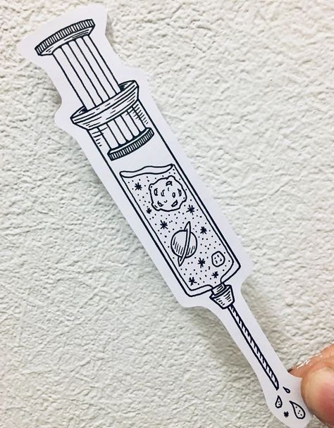 Cool Medical Tattoos, Science Flash Tattoo, Medical Related Tattoos, Medication Tattoos, Syringe Tattoo Design, Prozac Tattoo, Scientific Tattoo Ideas, Pharmacist Tattoo, Science Doodle Art