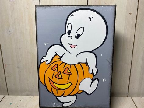 Casper The Friendly Ghost Door Decoration, Casper Painting, Easy Window Painting Ideas, Halloween Turtle, Horror Clipart, Halloween Paintings On Canvas, Halloween Canvas Paintings, Halloween Canvas Art, Retro Ghost