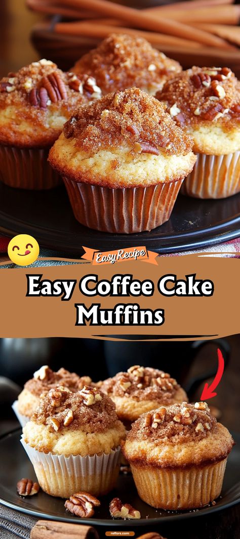 Perfect with your morning coffee or as a sweet snack, these Coffee Cake Muffins feature a moist base topped with a crumbly cinnamon streusel. They capture the cozy comfort of your favorite cafe treat. #CoffeeCakeMuffins #MorningTreat #CinnamonCrumb Buttery Coffee Cake, Cinnamon Muffins Easy Coffee Cake, Peppermint Mocha Muffins, Coffee Cake Muffins Easy, Bundt Coffee Cake Recipes, Quick Coffee Cake Recipes, Cinnamon Coffee Cake Recipes, Coffee Cake Cheesecake, Simple Coffee Cake Recipe