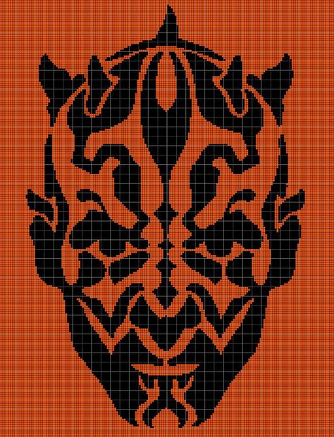 Darth Maul Cross Stitch, Darth Maul Crochet, Star Wars Knitting Patterns, Star Wars Alpha Pattern, Star Wars Blanket Crochet Pattern, Star Wars Blanket Crochet, Star Wars Pixel Art, Pokémon Crochet, Star Wars Blanket