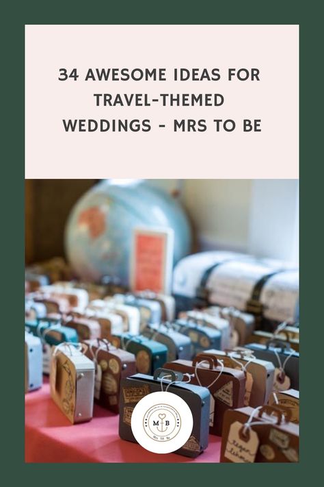 A travel theme may be the best choice for you if you are big travelling lovers. There are actually quite some fun and creative travel-themed wedding ideas that are budget-saving. You can start by sending your guests creative fun passport-inspired wedding invitations about the date and location of your wedding. Vintage globes as centerpieces, world […] Travel Party Theme Ideas, Travel Theme Wedding Centerpieces, Adventure Wedding Theme, Travel Centerpieces, Hotel Guest Bags, Travel Theme Decor, Airplane Wedding, Vintage Travel Wedding, Mrs To Be