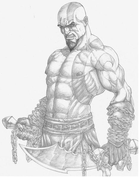 Kratos Drawing, Viking Drawings, Spiderman Sketches, Batman Hero, God Of Wars, Warrior Concept Art, Female Drawing, Music Drawings, Dragon Sketch